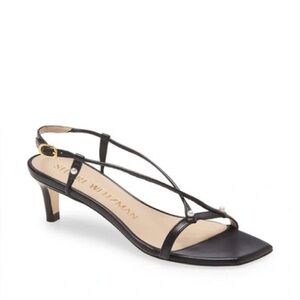 Stuart Weitzman Astrid Faux Pearl Studded Leather Sandal 7.5